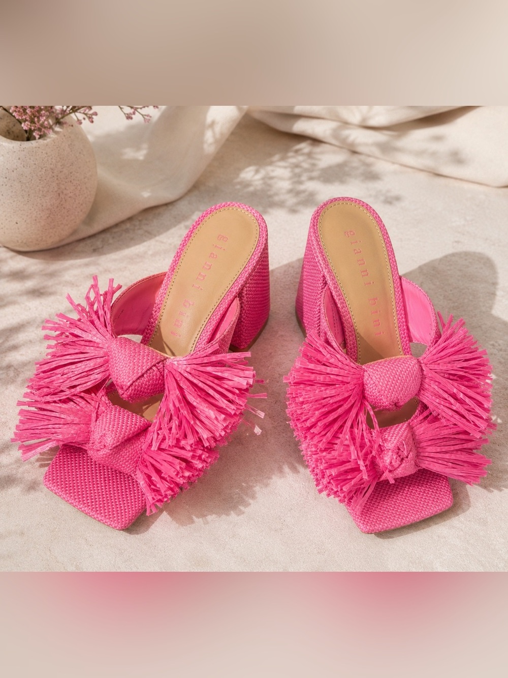 Gianni Bini  HOT Pink Pom-Pom Slide Heels, 9 Medium NWT